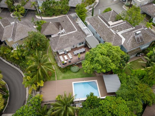 Norbury Villa overhead shot with villa pool and leisure area | Credit: Valerie Levy and Associates Limited